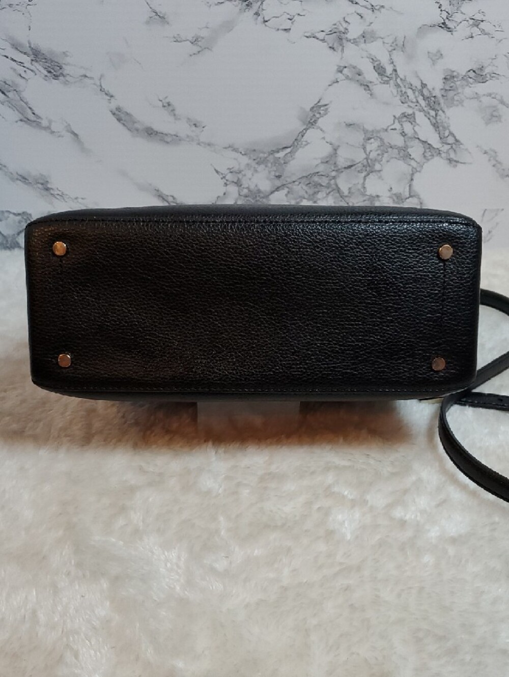 kate spade Black Pebbled Leather Eva Satchel with Gold Logo - Picture 10 of 11